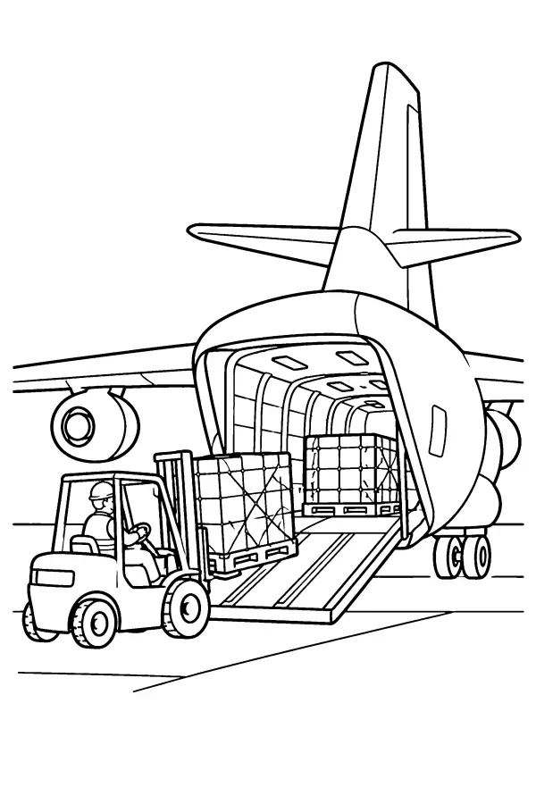 Forklift Loading Plane