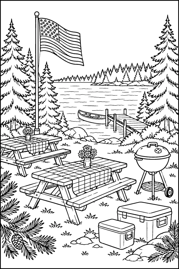 Lakeside Cookout Scene