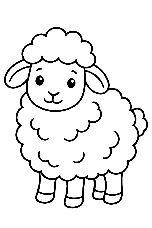 Coloriage facile d’un mouton à toison bouclée