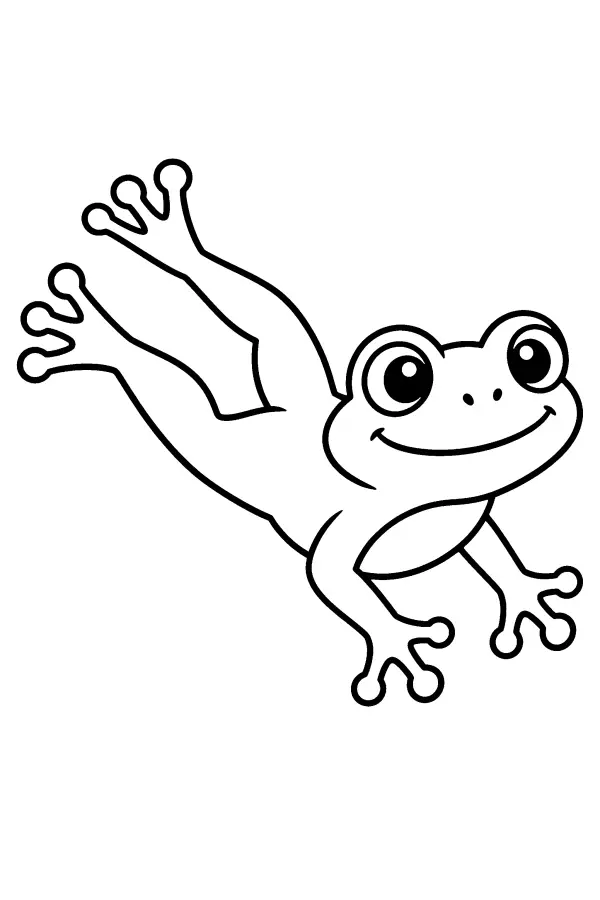 Dessin à colorier d’une grenouille en plein saut