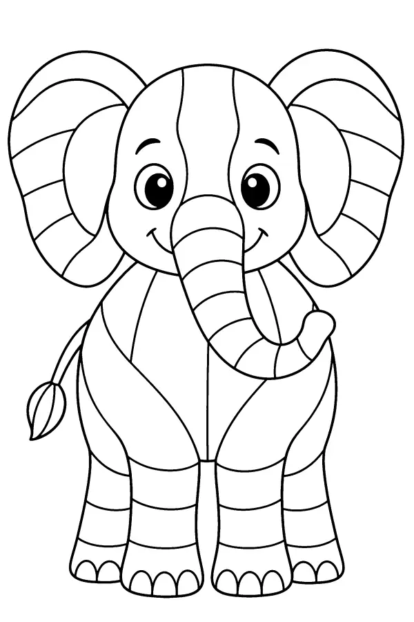 Coloriage d’un éléphant avec grands panneaux à remplir