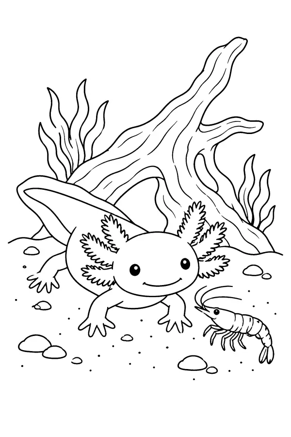 Axolotl And Driftwood