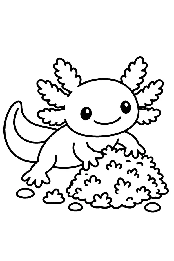 Axolotl And Moss Pile
