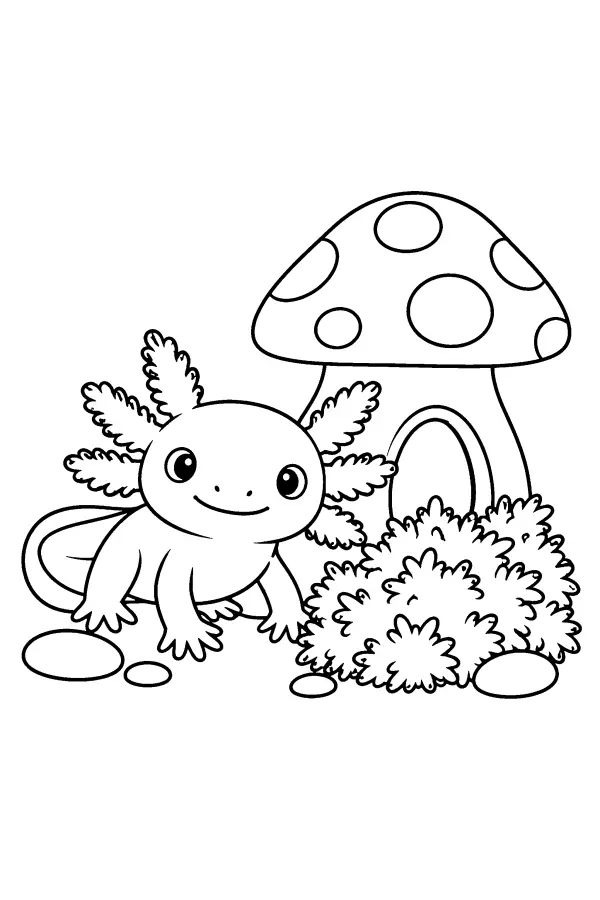 Axolotl Mushroom Scene