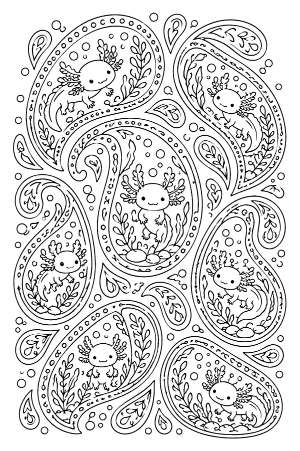 Axolotl Paisley Garden