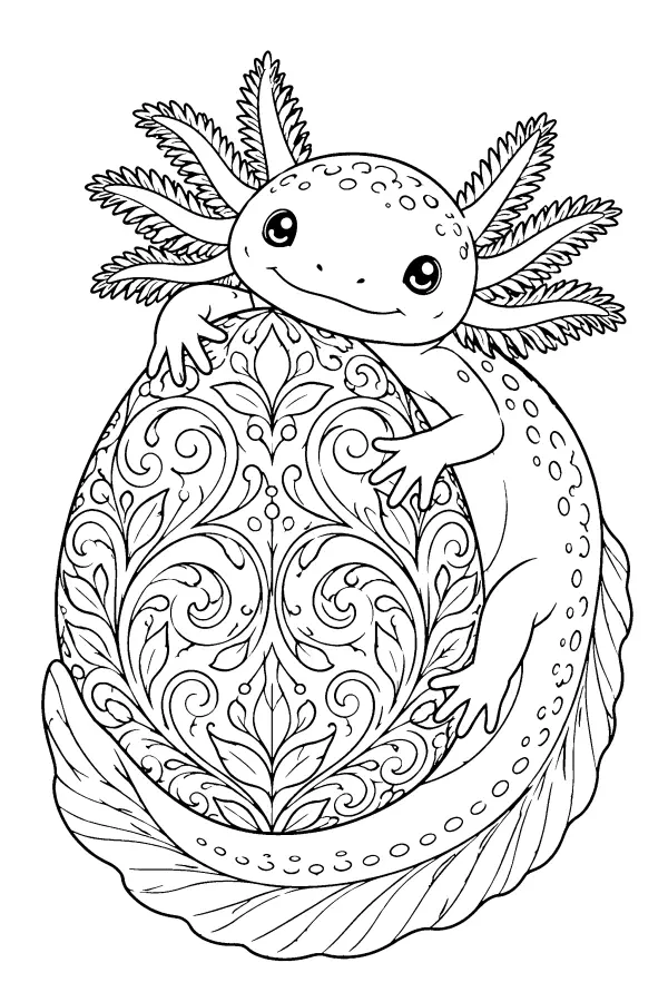 Axolotl With Ornate Egg
