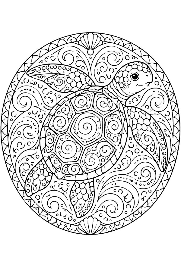 Patterned Turtle Medallion