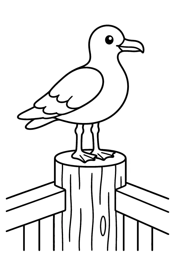 Seagull On Pier Post