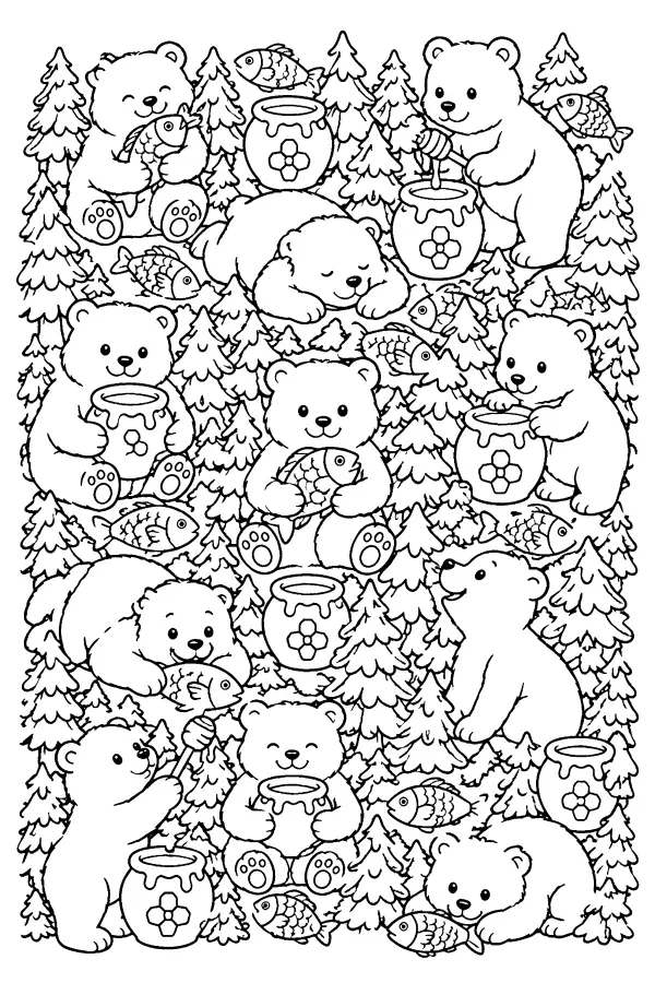 Bear And Pine Pattern