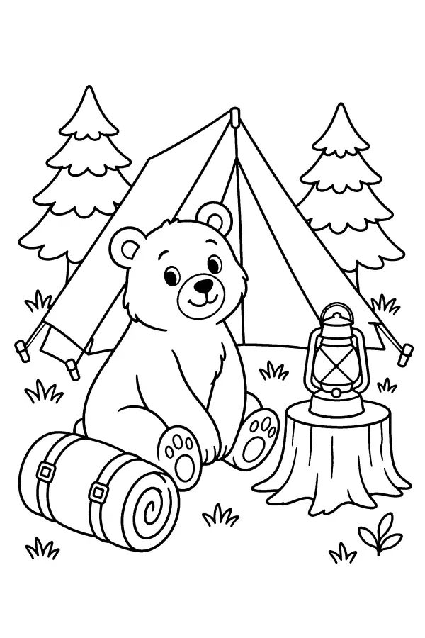 Bear Camping Scene