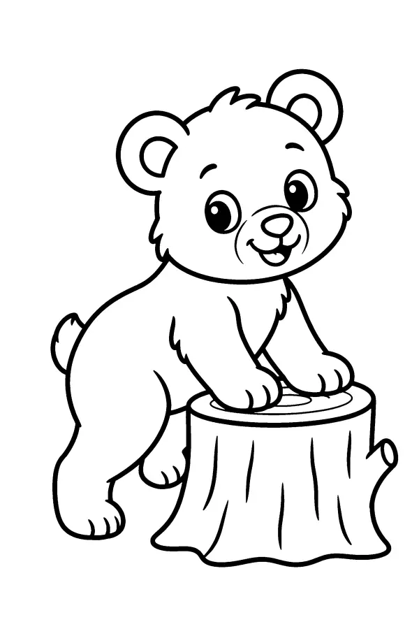 Bear Cub On Stump