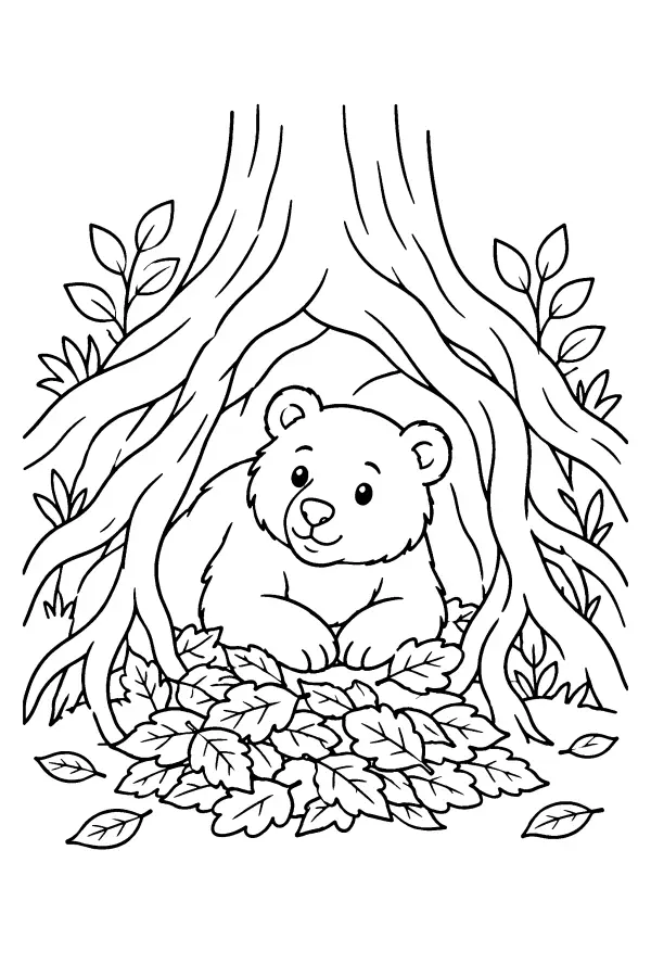 Bear In Tree Den