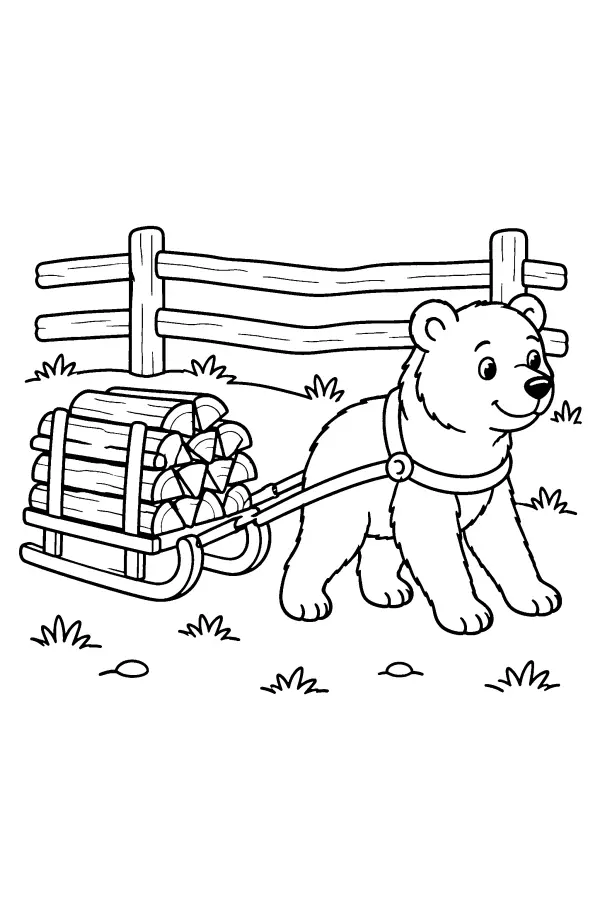 Bear Pulling Firewood