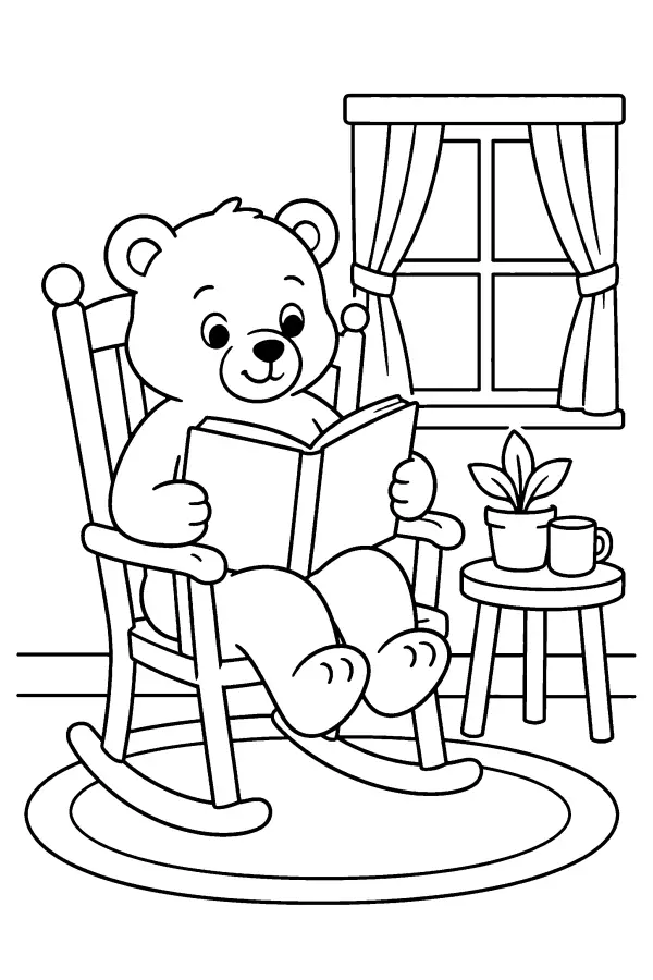 Bear Reading By Window