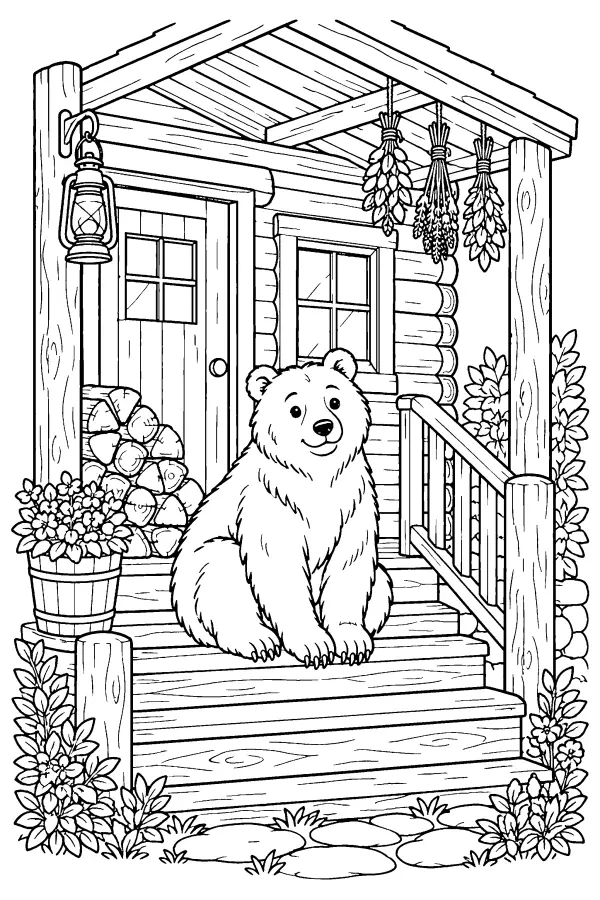 Cabin Porch Bear
