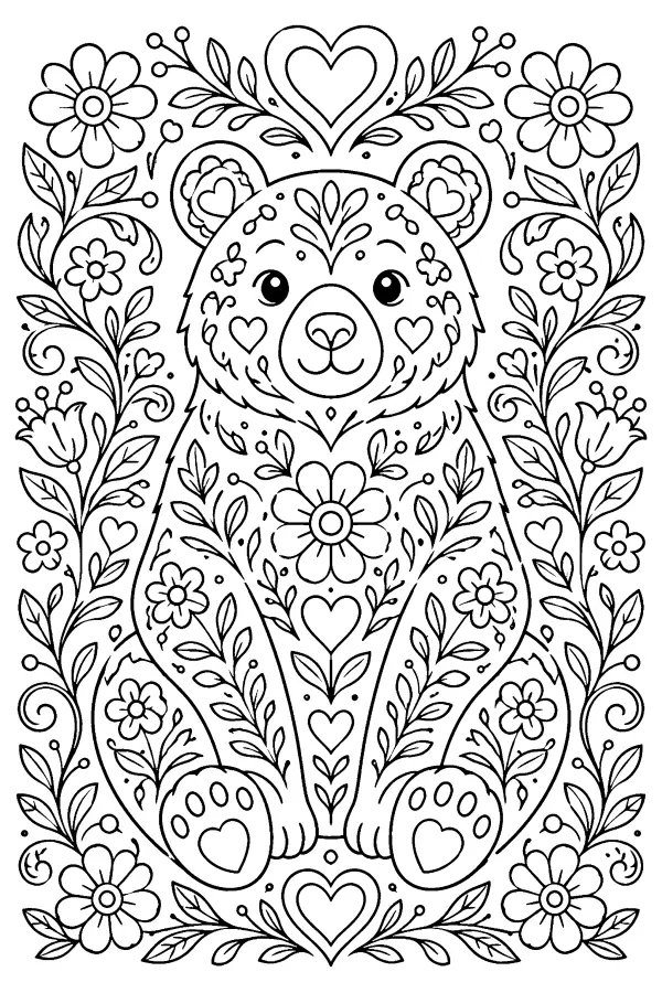 Floral Heart Bear