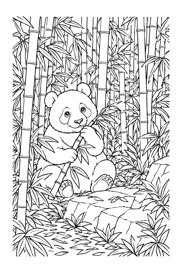 Panda In Bamboo Grove