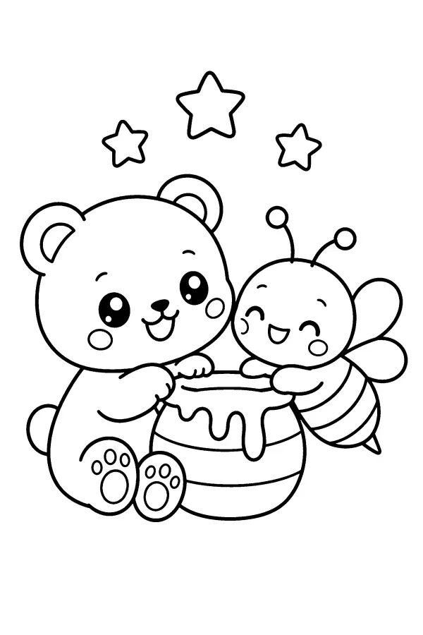 Bear And Bee Sharing