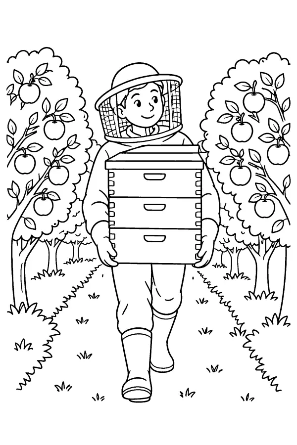Beekeeper On Orchard Path