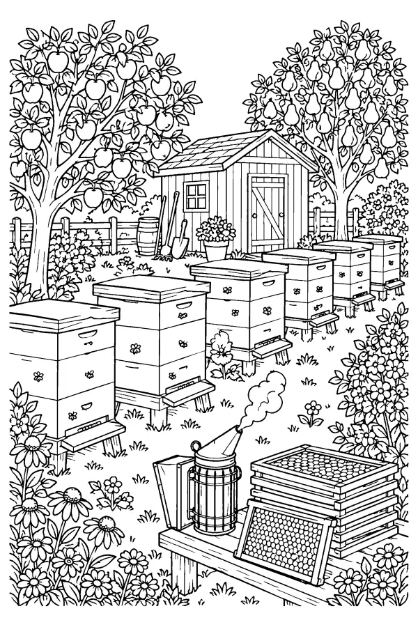 Orchard Apiary Scene