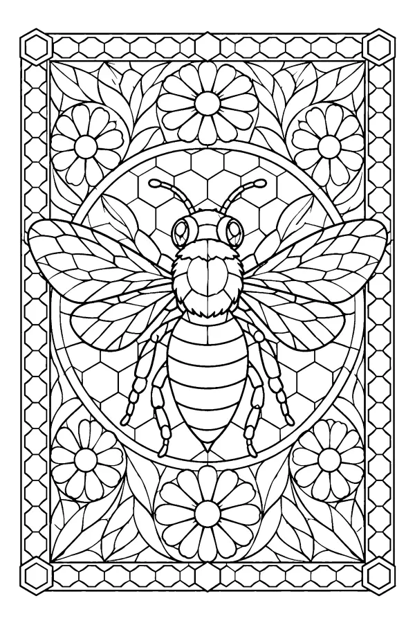 Stained Glass Bee Panel