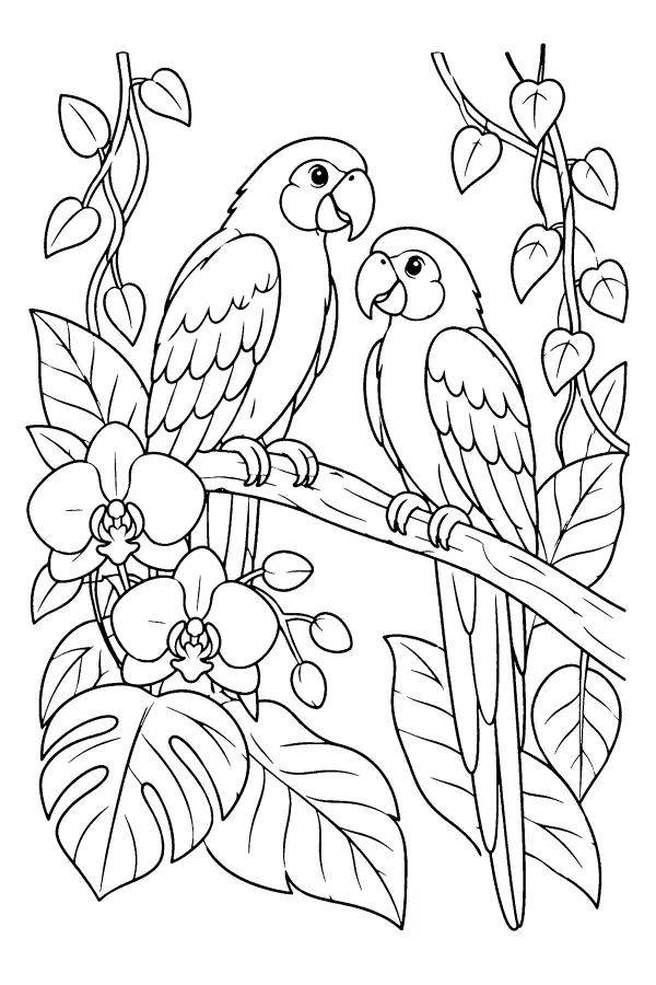 Parrot Pair In Bloom