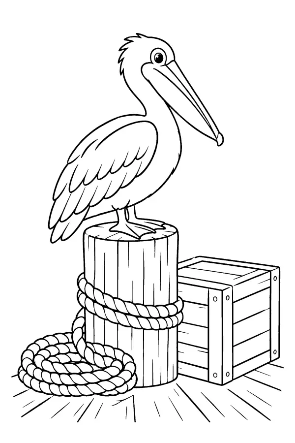 Pelican On Dock Post
