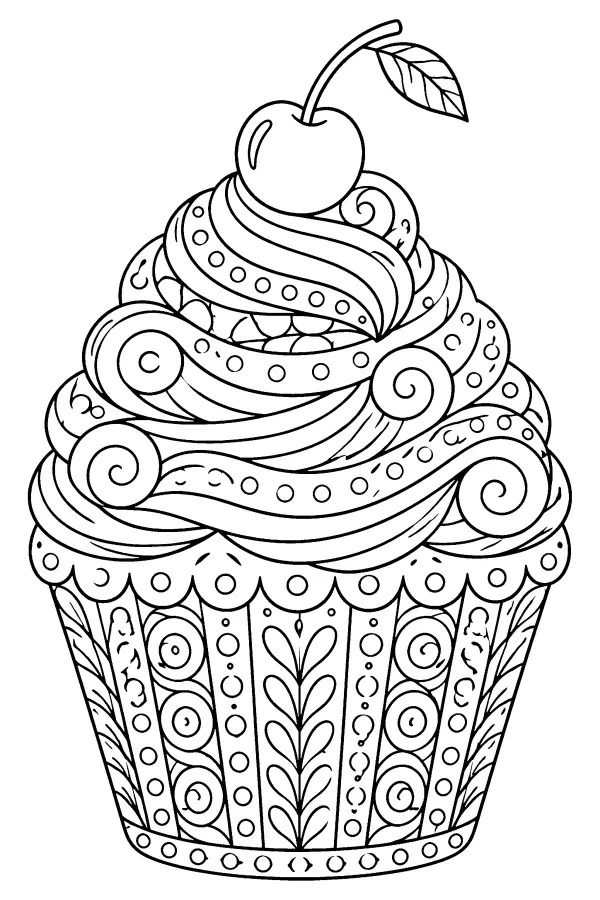 Patterned Cherry Cupcake