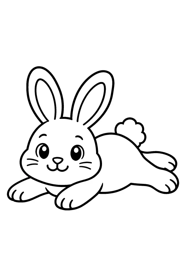 Coloriage d’un lapin allongé et bien détendu