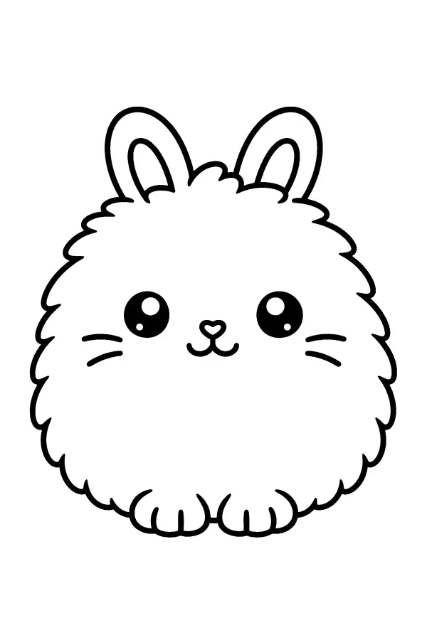 Coloriage facile d’un lapin tout rond et duveteux