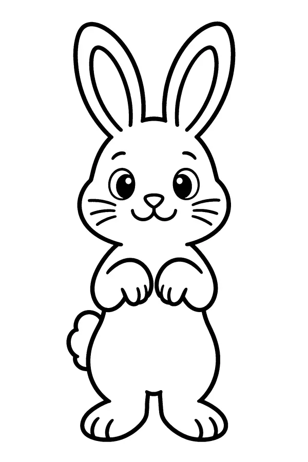Coloriage d’un lapin dressé sur les pattes arrière