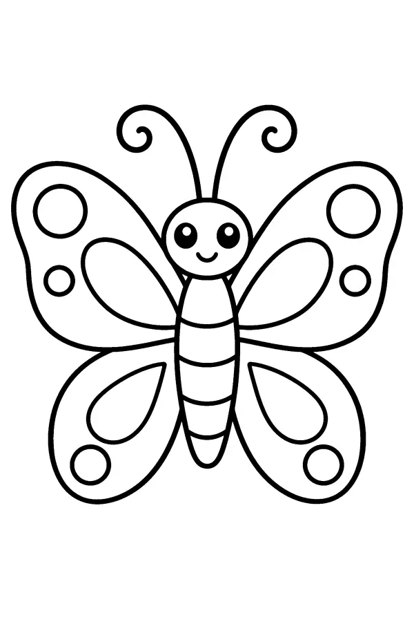 Coloriage d’un papillon aux antennes bouclées