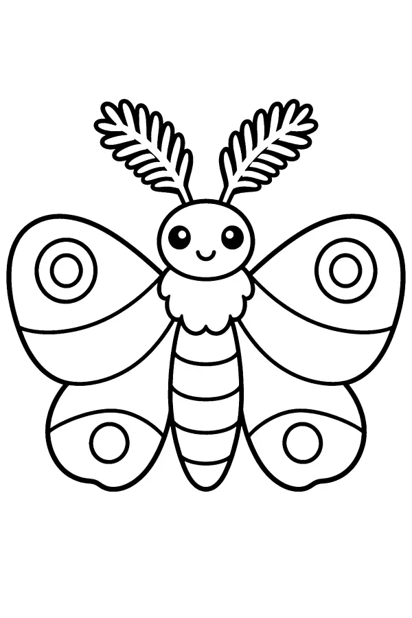 Dessin à colorier d’un papillon de nuit aux ailes rondes