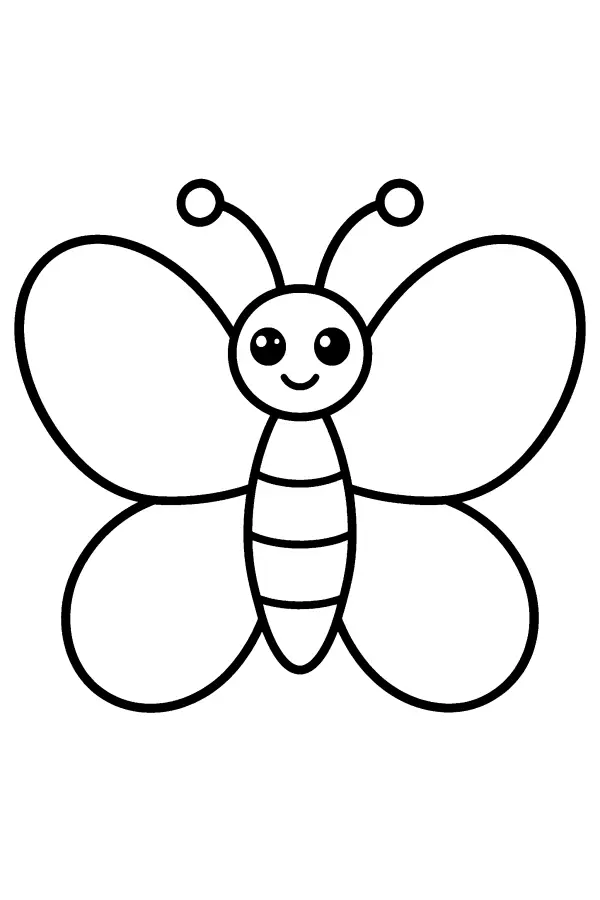 Coloriage d’un papillon souriant aux grandes ailes