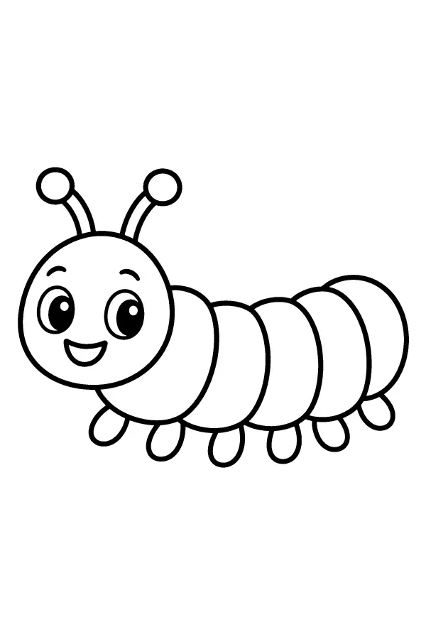 Dessin à colorier d’une chenille souriante