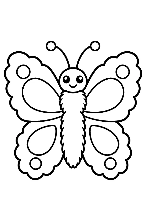 Coloriage d’un papillon aux ailes festonnées