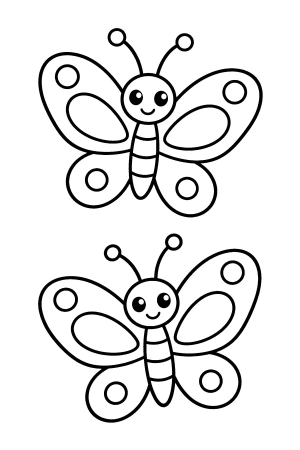 Dessin à colorier de deux papillons superposés