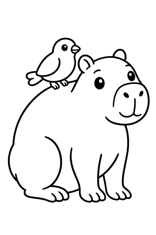 Capybara And Bird