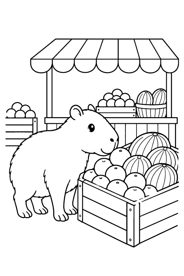 Capybara At Market