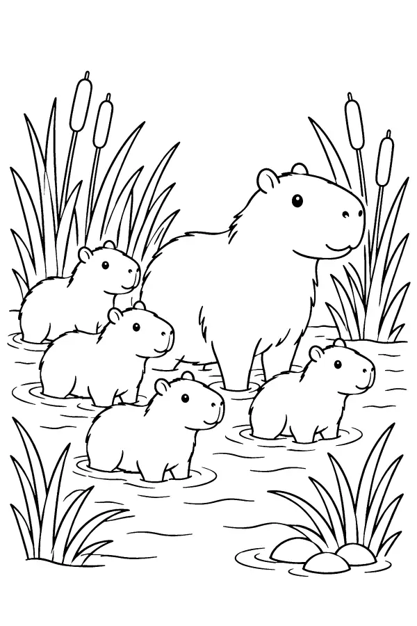 Capybara Family Crossing