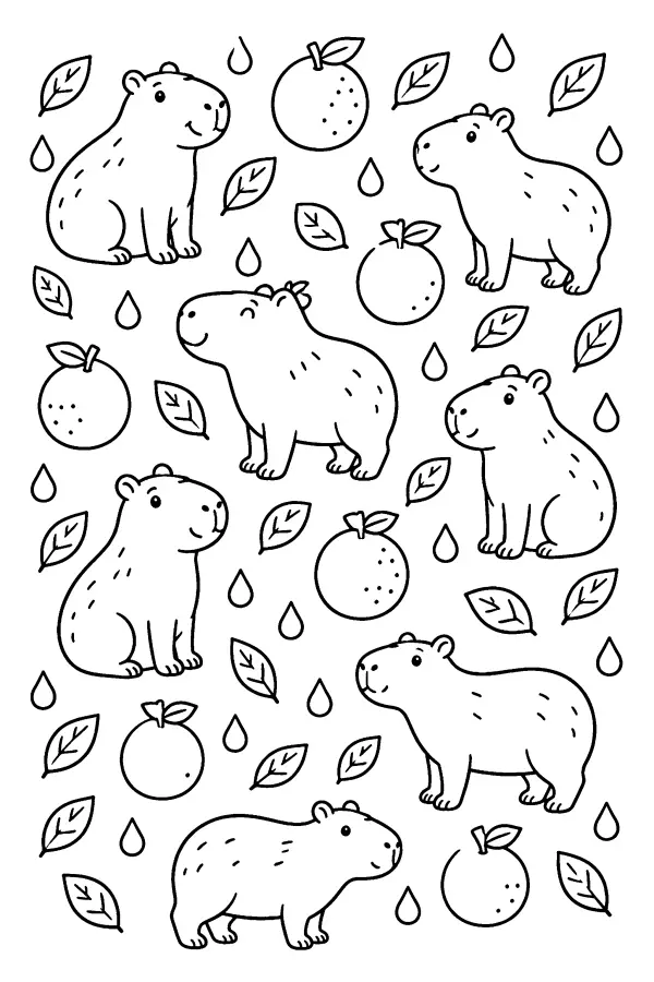 Capybara Fruit Pattern