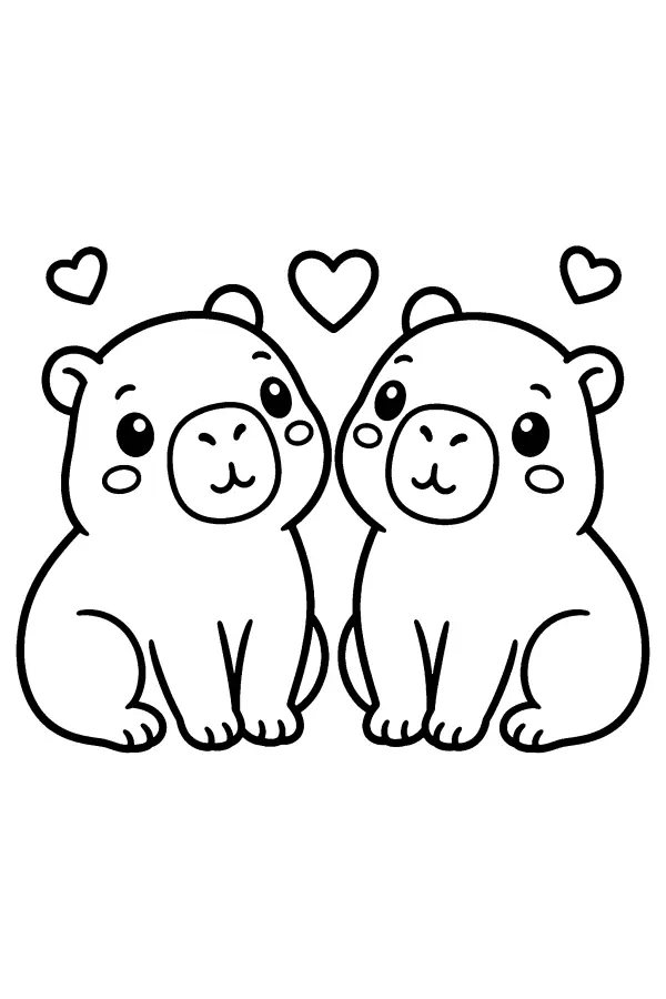 Capybara Heart Pair
