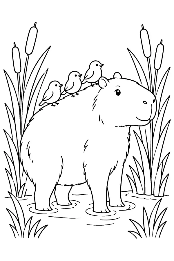 Capybara In Reeds