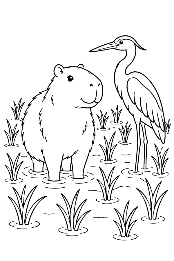 Capybara In Rice Field