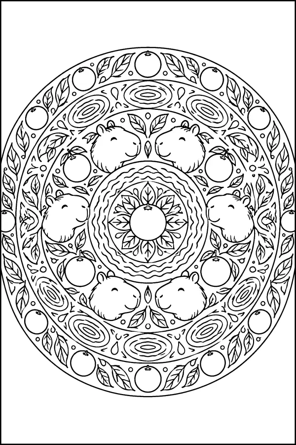 Capybara Orchard Mandala