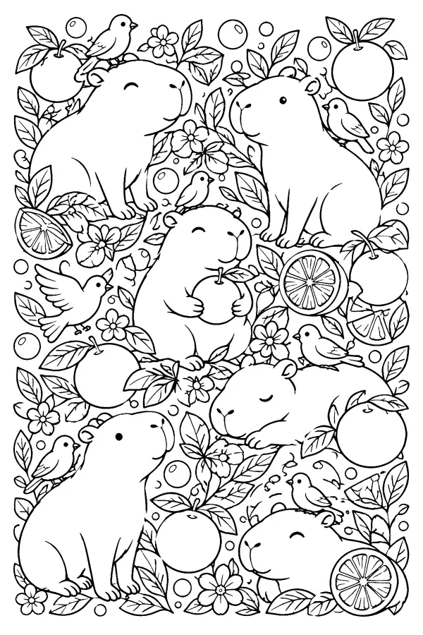 Capybara Orchard Scene