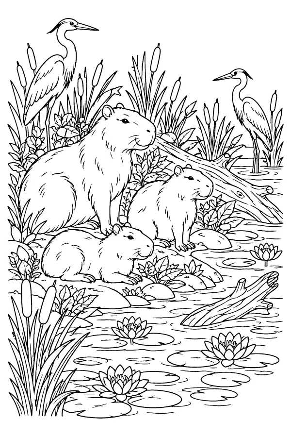 Capybaras By Driftwood