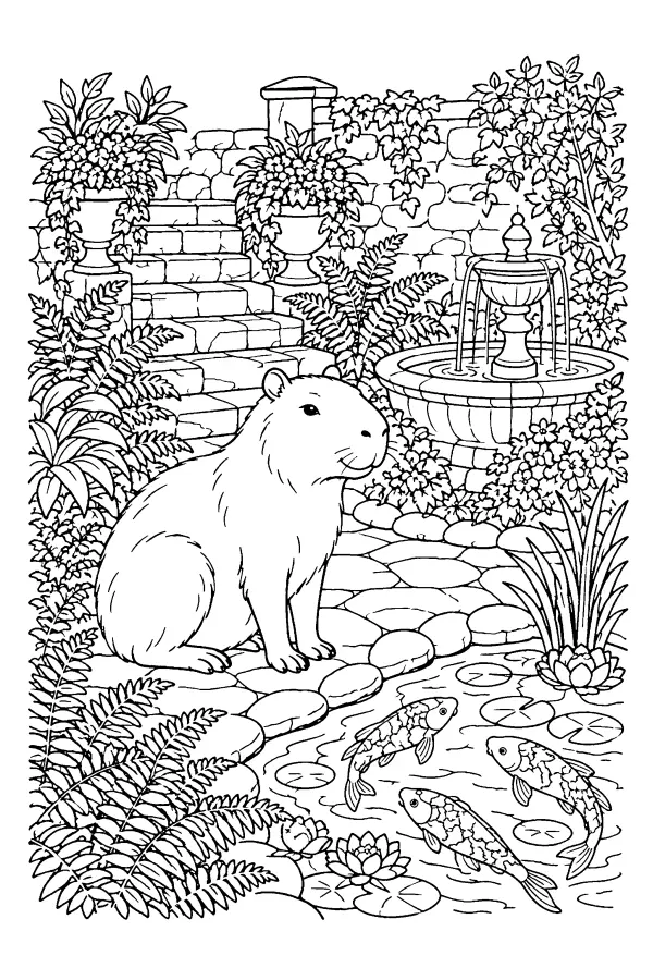 Garden Fountain Capybara