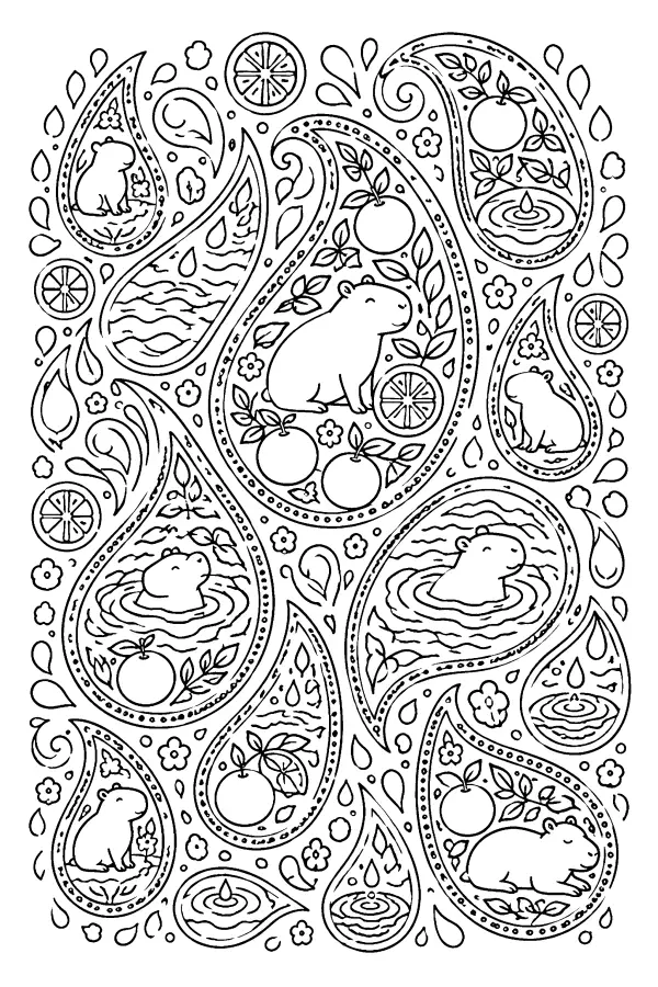 Paisley Capybara Tapestry