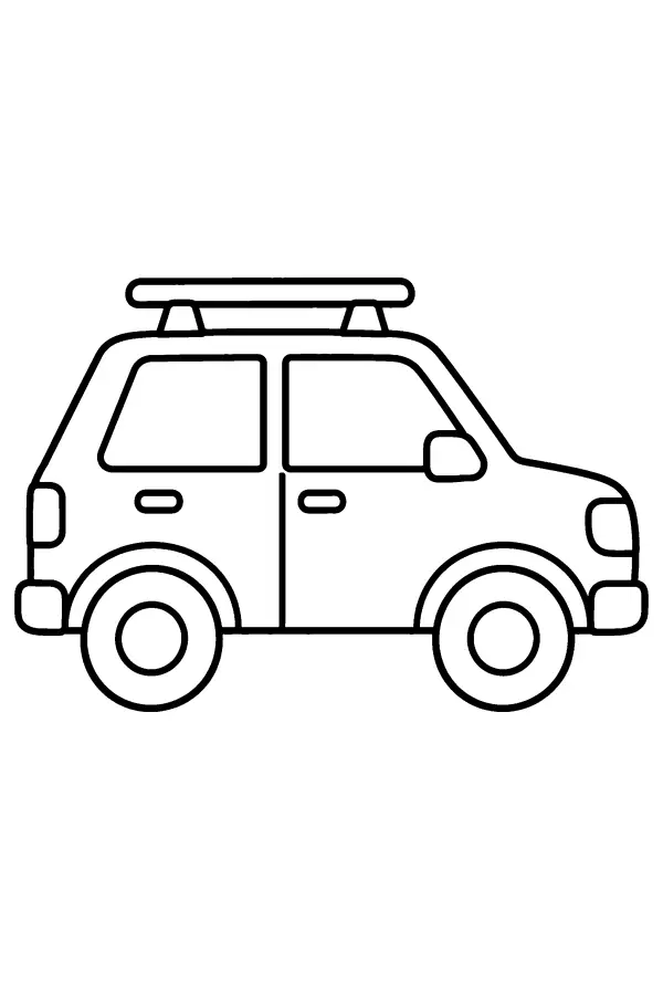 Coloriage d’une voiture avec galerie sur le toit
